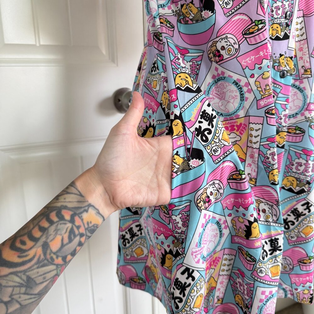 Blackmilk x Sanrio Gudetama Food Short Sleeve Shirt Dress - Picture 5 of 11